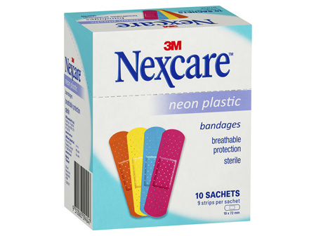 Nexcare Neon Plastic Strips 10 Sachets/Box
