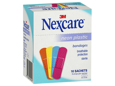 Nexcare Neon Plastic Strips 10 Sachets/Box