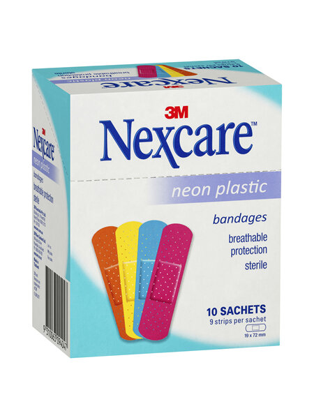 Nexcare Neon Plastic Strips 10 Sachets/Box