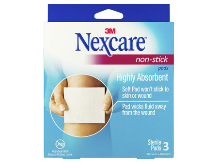 Nexcare Non Stick Pad 100 Mm X 100 Mm 3 Pk