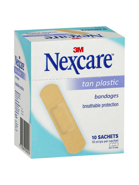 Nexcare Tan Plastic Strips 10 Sachets /Box