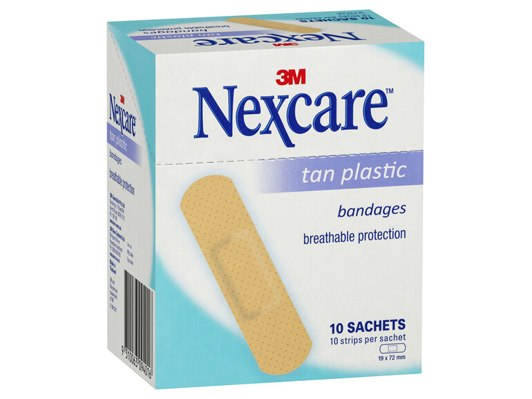 Nexcare Tan Plastic Strips 10 Sachets /Box
