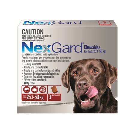 NexGard Chewables for Large Dogs (25.1-50 kg) 3 pack