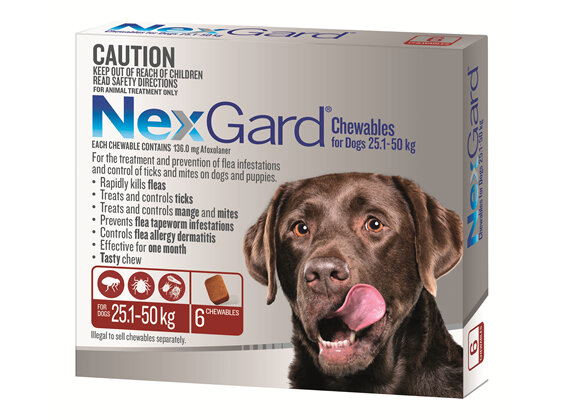 NexGard Chewables for Large Dogs (25.1-50 kg) 6 pack