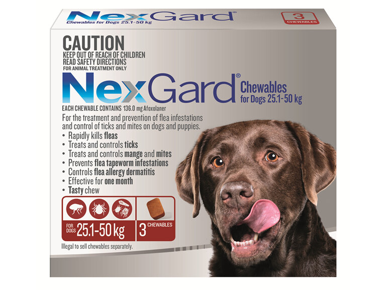 NexGard Chewables for Large Dogs (25.1-50 kg) 3 pack