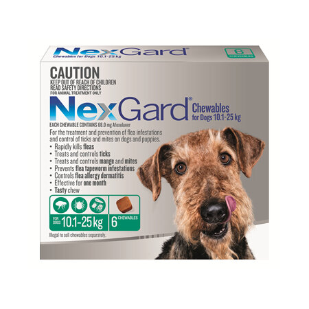 NexGard Chewables for Medium Dogs (10.1-25 kg) 6 pack