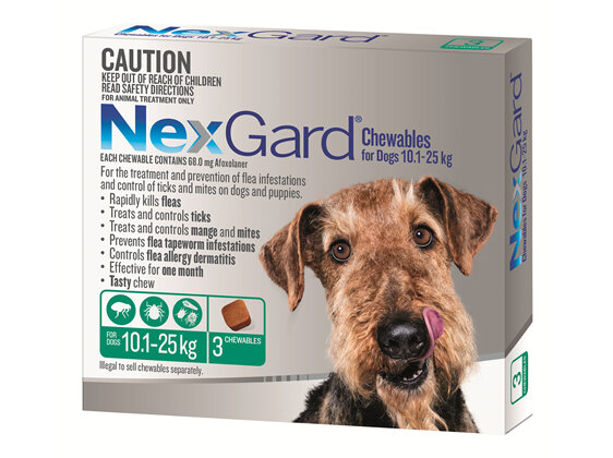 NexGard Chewables for Medium Dogs (10.1-25 kg) 3 pack