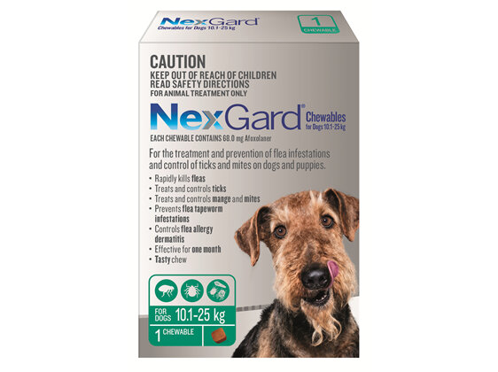 NexGard Chewables for Medium Dogs (10.1-25 kg) 1 pack