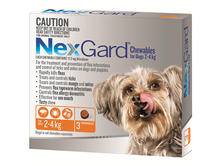 NexGard Chewables for Very Small Dogs (2-4 kg) 3 pack