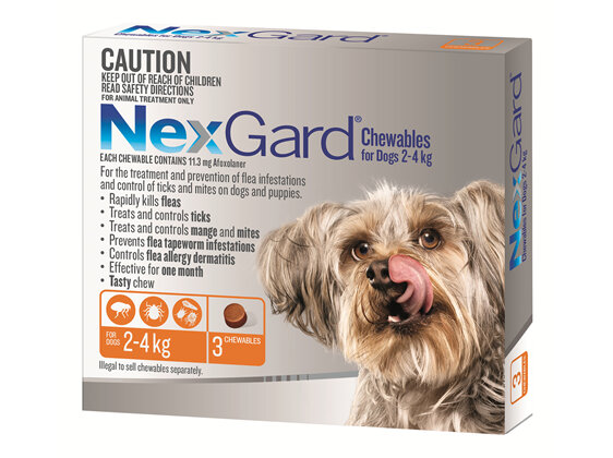 NexGard Chewables for Very Small Dogs (2-4 kg) 3 pack