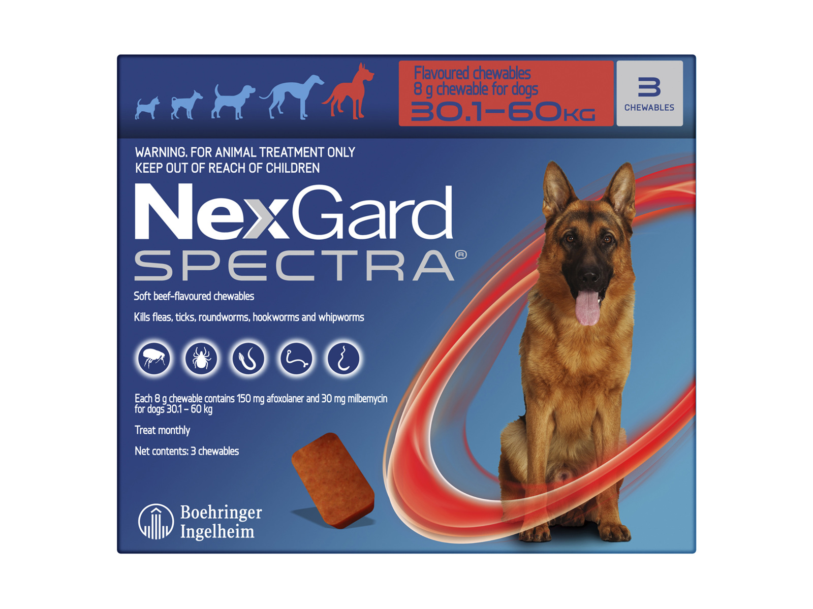 NEXGARD SPECTRA chew for dogs 30.1-60 kg - Kamo Veterinary Limited