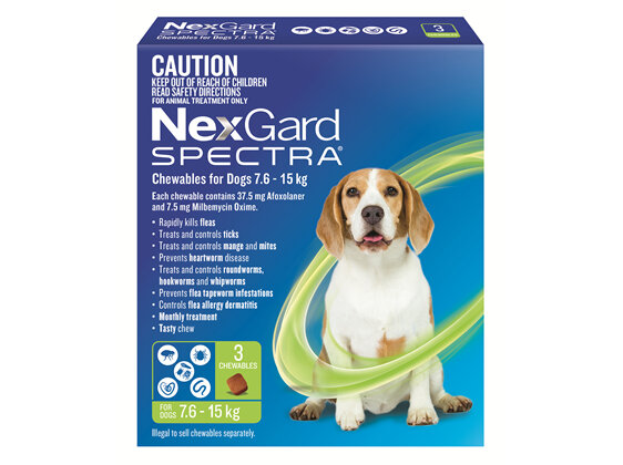 NexGard Spectra Chewables For Medium Dogs (7.6-15 kg) 3 pack
