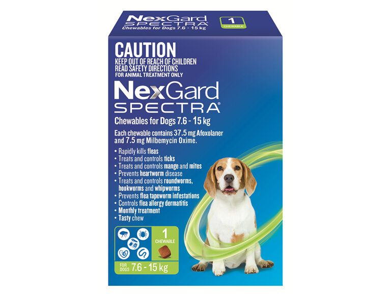 NexGard Spectra Chewables For Medium Dogs (7.6-15 kg) 1 pack