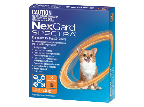 NexGard Spectra Chewables for Very Small Dogs (2-3.5 kg) 6 pack