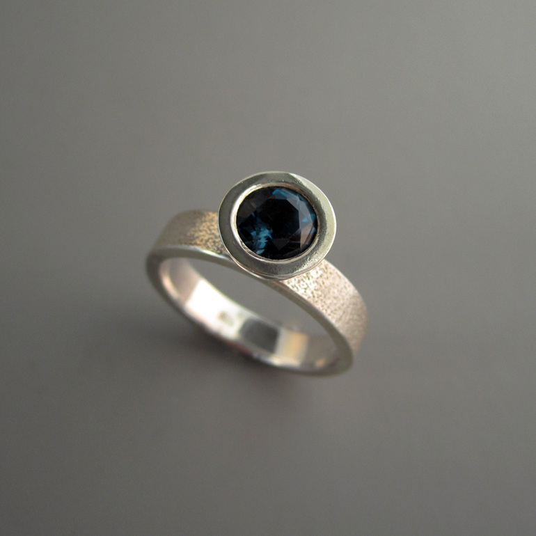 Night Dreams Sterling Silver and London Blue Topaz Cocktail Dress Ring
