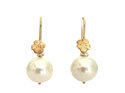 Nina solid 9k gold flowers cream edison pearls earrings lilygriffin nz jewellery