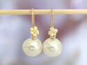 Nina solid 9k gold flowers cream pearl earrings lily griffin nz jewellery