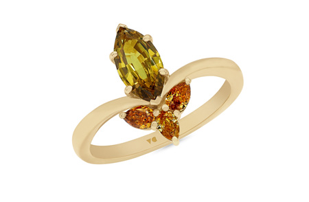 Noble: Golden Sapphire and Orange Diamond Ring