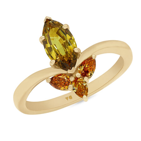Noble: Golden Sapphire and Orange Diamond Ring
