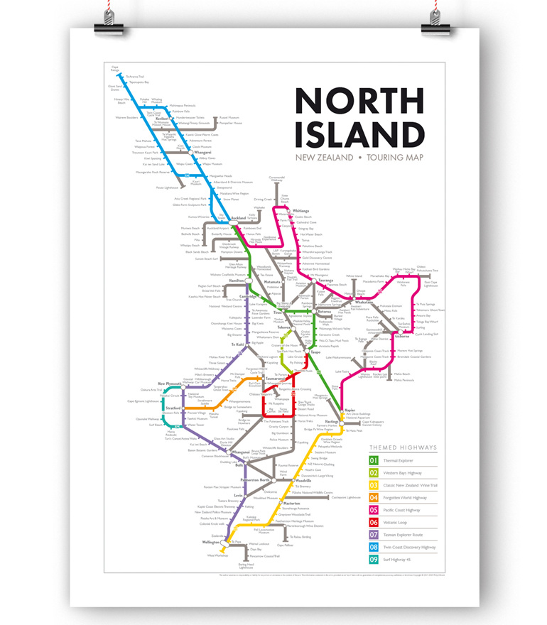 North Island New Zealand Touring Map