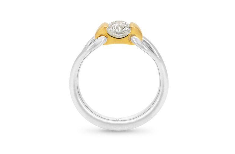 Nortic, Diamond Engagement Ring, Two Tone Ring, Platinum Ring, Gold Ring,