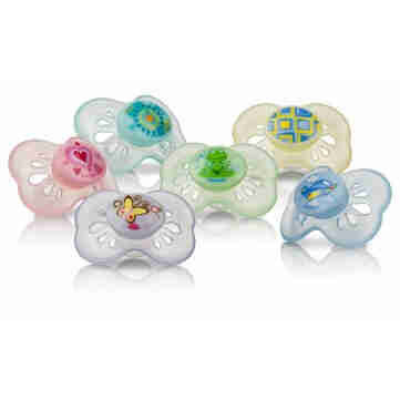NUBY 2 PK CLASSIC OVAL PASTEL PACIFIER 0-6 MTHS