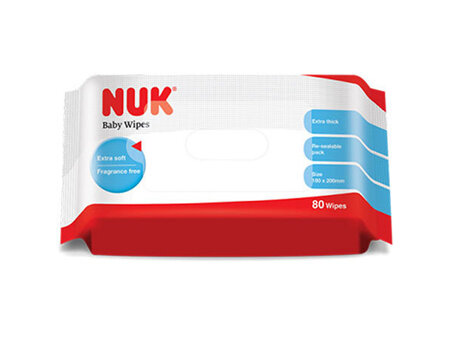 Nuk Baby Wipes -Extra Thick, Extra Soft, Extra Large -80 Wipes-Paraben & Fragrance Free