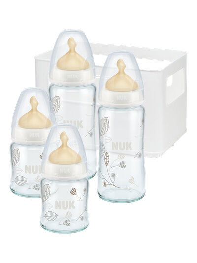 Nuk First Choice Plus Starter Set 0-6 Months Anti-Colic Wide Neck Bottles + 4 Latex Teats