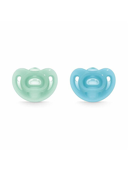 Nuk Sensitive Silicone Soother 6-18 months 2pk -Blue/Green