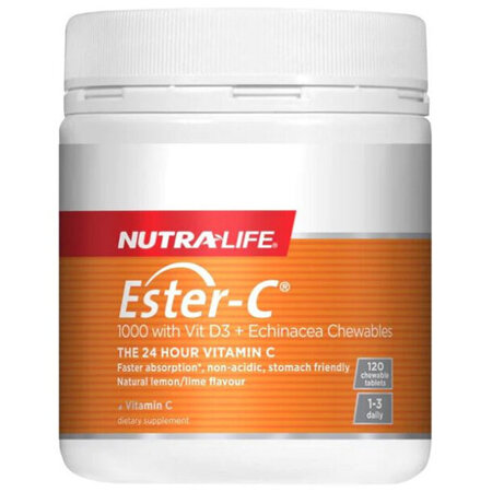 Nutra-Life Ester C 1000mg Vitamin D3 Echinacea - 120 Chewables