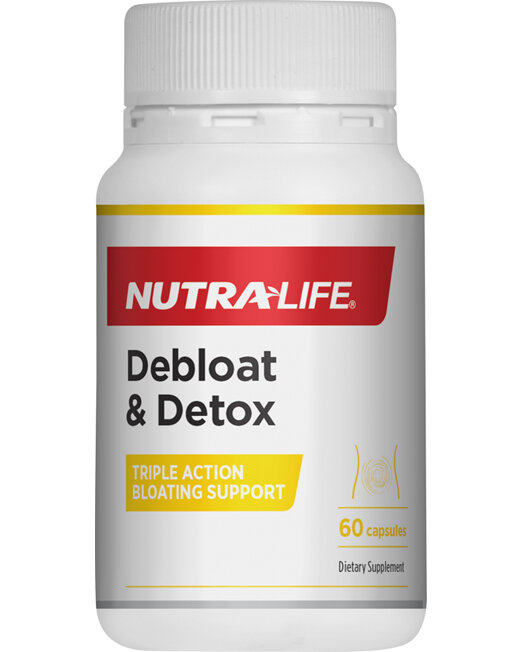 Nutralife Debloat & Detox Triple Action Support 60 Capsules digestion