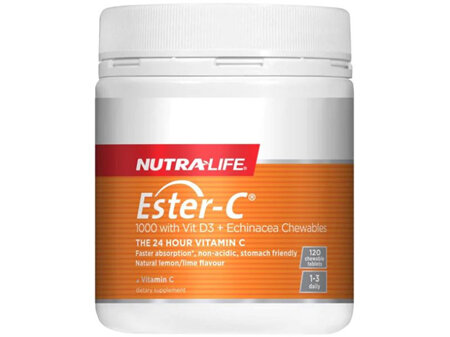 Nutralife Ester C 1000mg + Vit D3 + Echinacea Chewables 120s