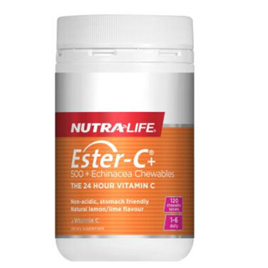 NUTRALIFE ESTER-C+ 500MG AND ECHINACEA CHEWABLES 120 TABLETS
