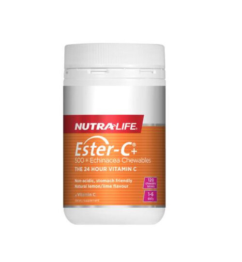 NUTRALIFE ESTER-C+ 500MG AND ECHINACEA CHEWABLES 120 TABLETS