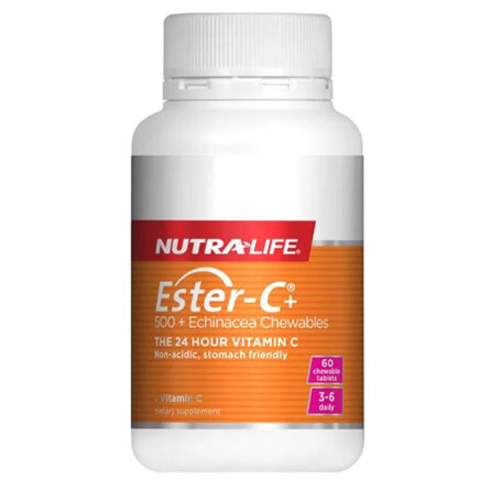 NUTRALIFE ESTER-C+ 500MG AND ECHINACEA CHEWABLES 60 TABLETS