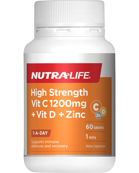 Nutralife Hi Strength Vitamin C 1200mg + B12 B5 60 tablets