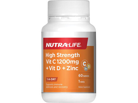 Nutralife High Strength Vitamin C+D+Zinc Tab 60s