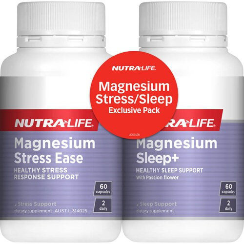 NutraLife Magnesium Stress Ease 60 Capsules + Magnesium Sleep+ 60 Capsules