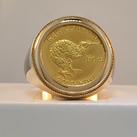 NZ Gold Kiwi Coin Ring