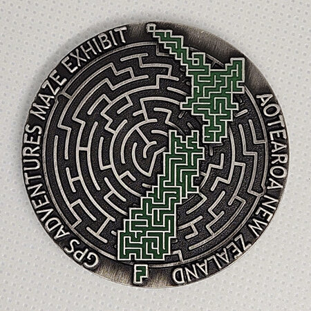 NZ GPS Maze Geocoin - Antique Silver VLE