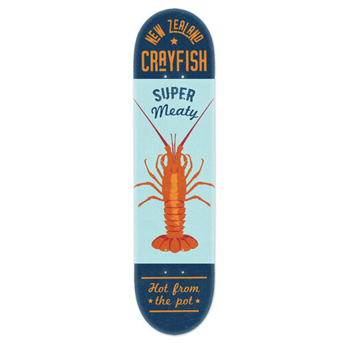 NZ Seafood Crayfish Skateboard Deck Art