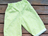 'Oakley' Elastic Waist Trousers, 'Scribble Green' 100% Cotton (summer weight), 6-9m