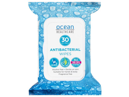 Ocean Healthcare Antibacterial Wipes 30PK Alcohol Free
