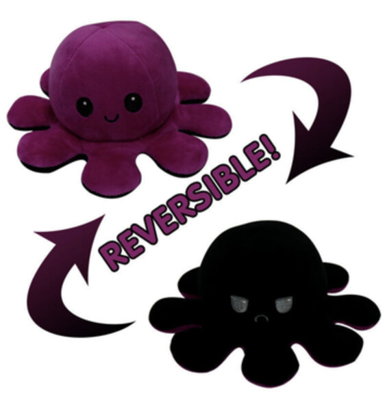 Octoplush Buddies Reversible Mood Octopus Black Purple