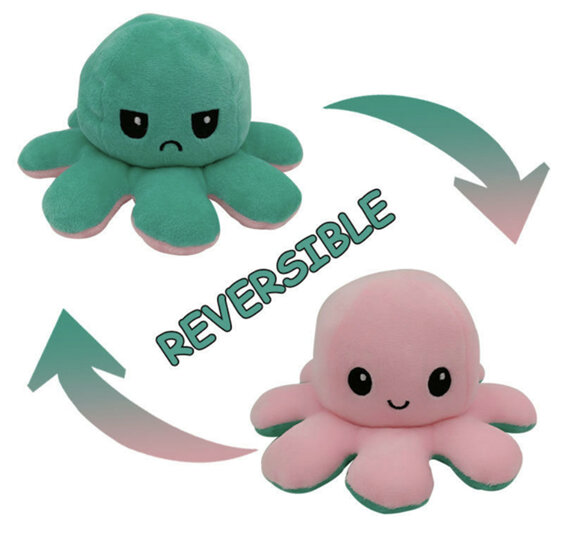 Octoplush Buddies Reversible Mood Octopus Pink Green