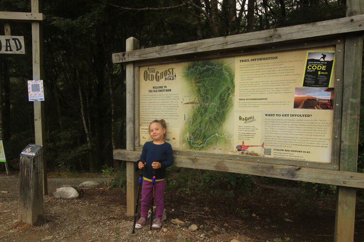 old ghost road with kids tramping in nz