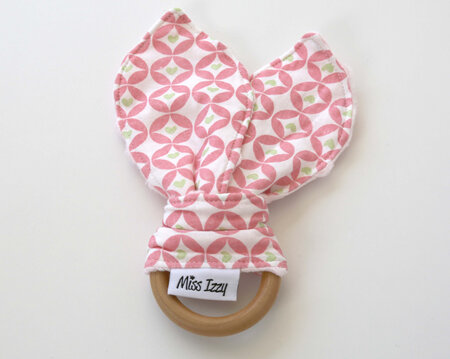 Olive Hearts in Pink Bunny Teether