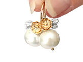 olivia cream pearl earrings wedding bride gold silver flowers lily griffin nz