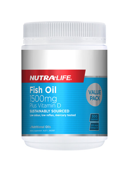 Omega 3 Fish Oil 1500mg + Vit D Caps - 300 Caps