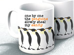 one by one penguins steal my sanity mug